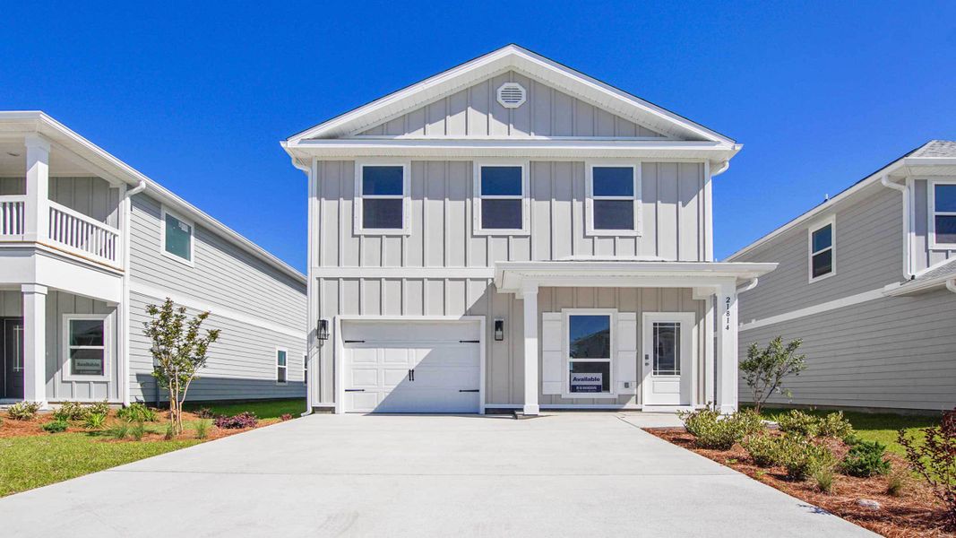 Representative exterior photo of a completed home built from the Norfolk by D.R. Horton in Colonial East, Panama City Beach, FL (Image 1). Representative exterior photo of a completed home built from the Norfolk by D.R. Horton in Colonial East, Panama City Beach, FL (Image 1).