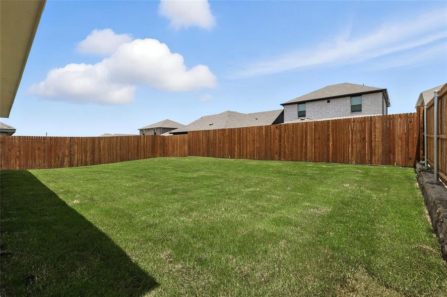 View of fenced backyard