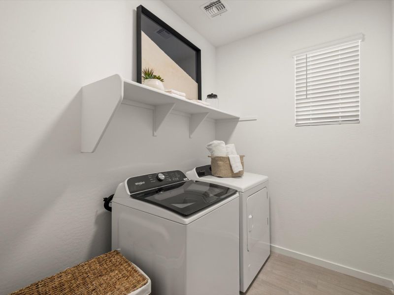 Laundry room in Leslie floorplan at Teravalis Laundry room in Leslie floorplan at Teravalis