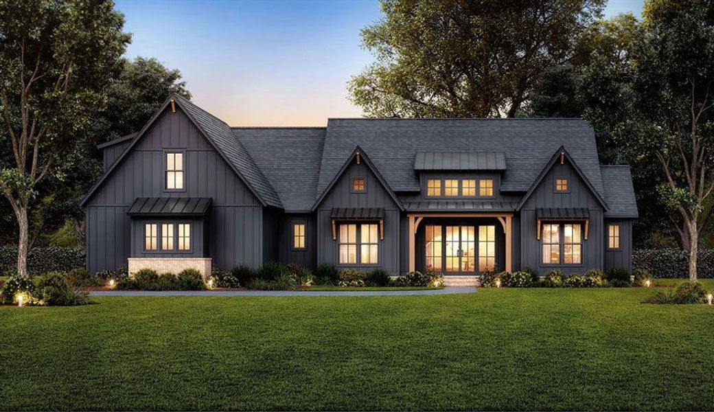 Front exterior of a new home in Oak Water Ranch, Granbury, TX, highlighting curb appeal (Image 13).