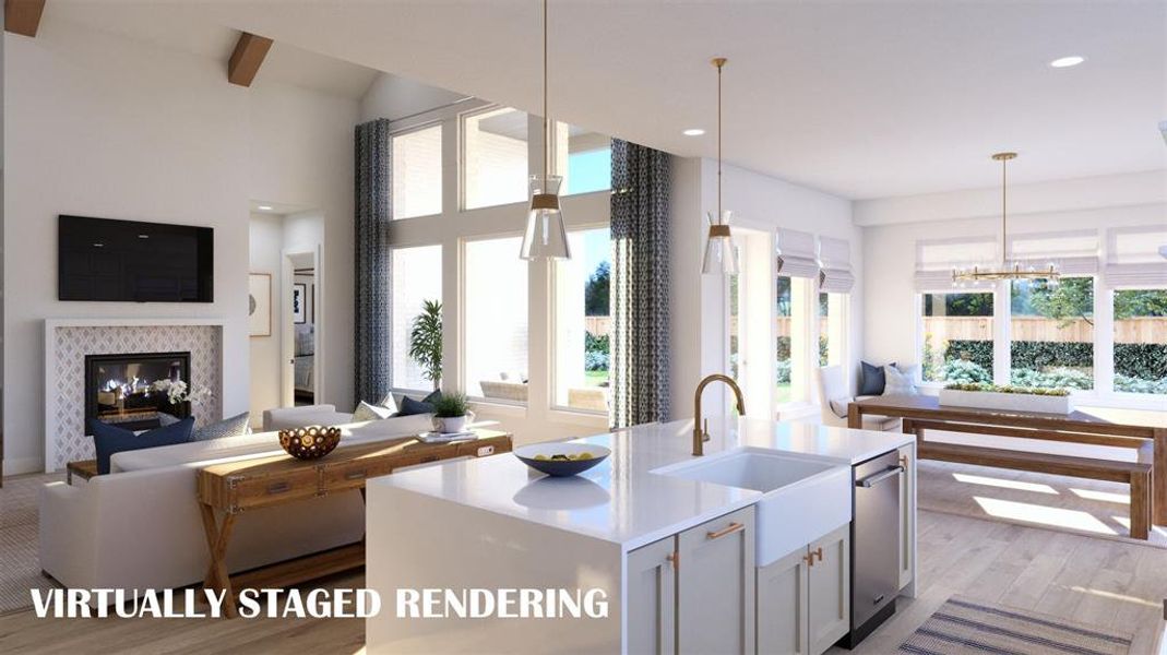 With a view throughout the main floor and into the backyard, this dream kitchen has it all!  VIRTUALLY STAGED RENDERING