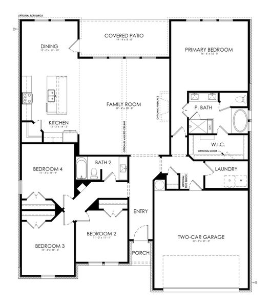 2D floor plan layout of this home in The Ranches at Valley View, Springtown, TX (Image 4).