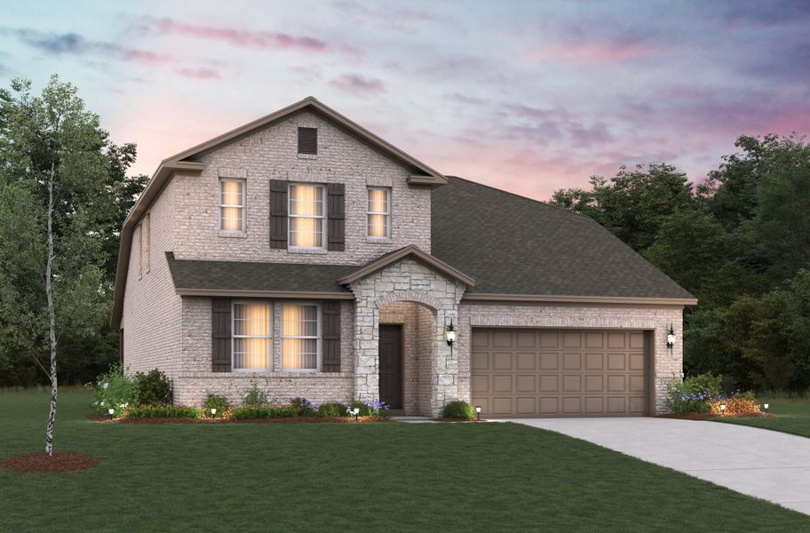 Representative exterior photo of a completed home built from the Cascade by Beazer Homes in Whitewing Trails: Meadows 50', Princeton, TX (Image 2).