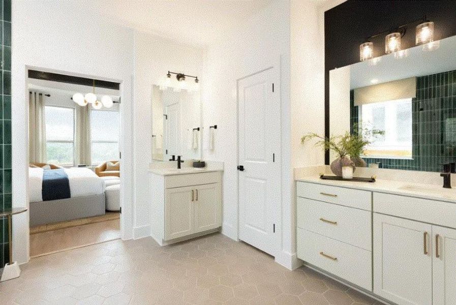 Photo of Pulte model home with same floor plan, not of actual home listed.