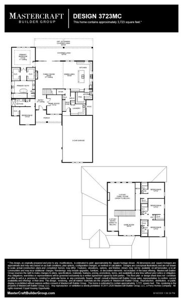 2D floor plan layout for the 3723MC by MasterCraft Builder Group in SilverLeaf, St. Augustine, FL (Image 3).