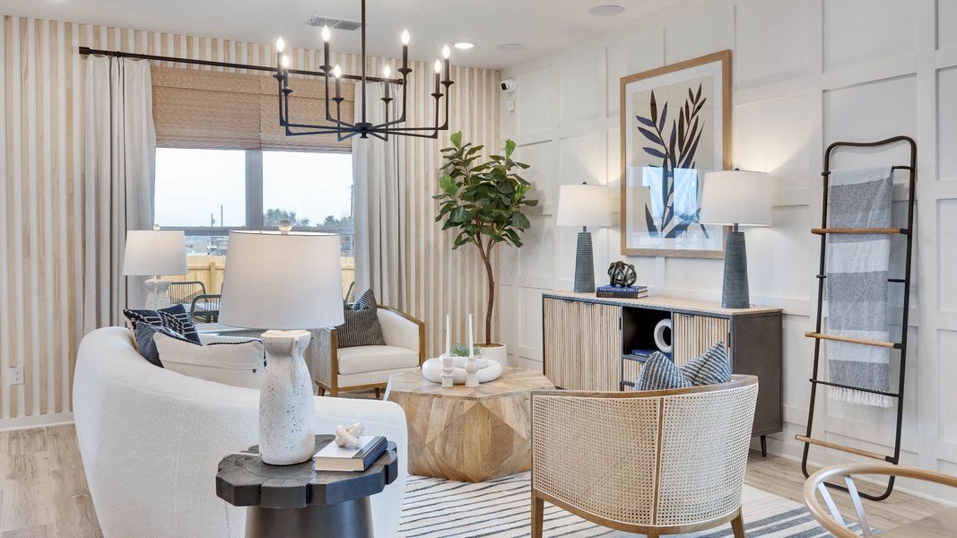Representative furnished interior of a home built from the Meyerson by DRB Homes in Infinity Square, Kyle (Image 5).