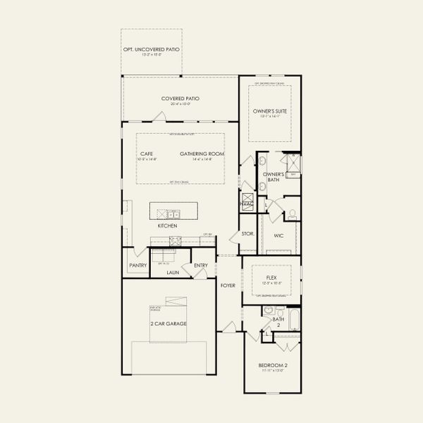 2D floor plan layout for the Palmary by Pulte Homes in Forest Creek, Waxhaw, NC (Image 5).