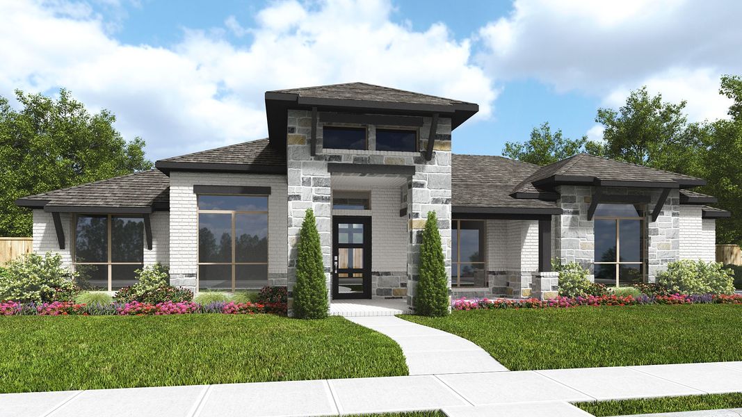 Representative exterior photo of a completed home built from the 3365A by Perry Homes in Thornebrook 1 Acre, Bulverde, TX (Image 5). Representative exterior photo of a completed home built from the 3365A by Perry Homes in Thornebrook 1 Acre, Bulverde, TX (Image 5).