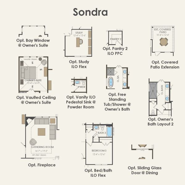 2D floor plan layout for the Sondra by Pulte Homes in Parks of Village Creek, Burleson, TX (Image 27).