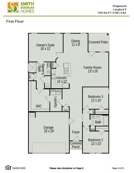 The Langford is our most popular one level plan, with over 1,700sqf of living space this floor plan offers split bedroom set up, kitchen open to family room with a designated eating room and overed back patio