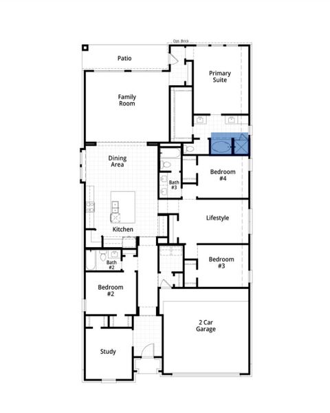 2D floor plan layout for the Grantham by Highland Homes in Monterra, Rockwall, TX (Image 3).