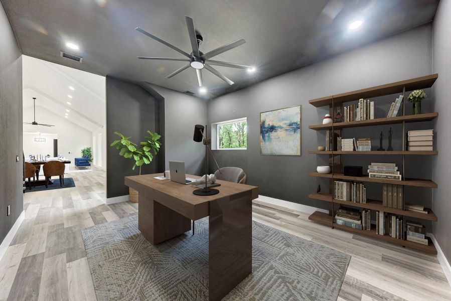 Home office/flex room virtually staged