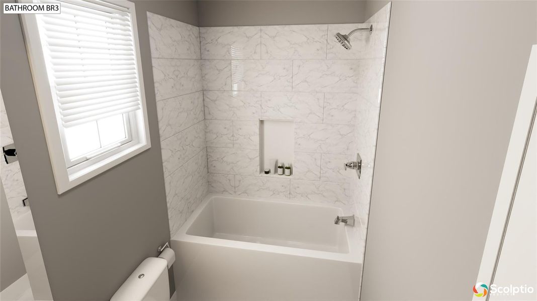 Secondary Full bath with Tub & Full Tile Surround
