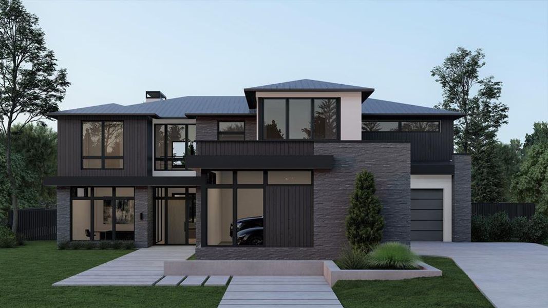 Rendering of front elevation.