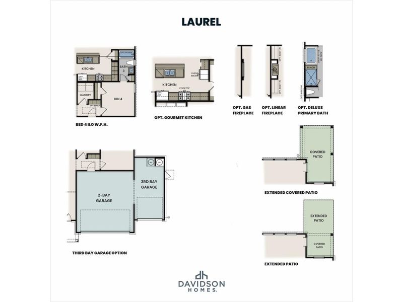 2D floor plan layout for the The Laurel J by Davidson Homes LLC in Bailey Park, Fayetteville, TN (Image 6).