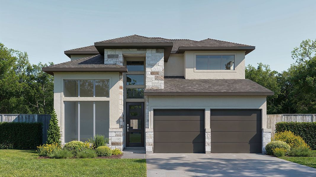 Representative exterior photo of a completed home built from the 2593W by Perry Homes in Ladera, San Antonio, TX (Image 3).