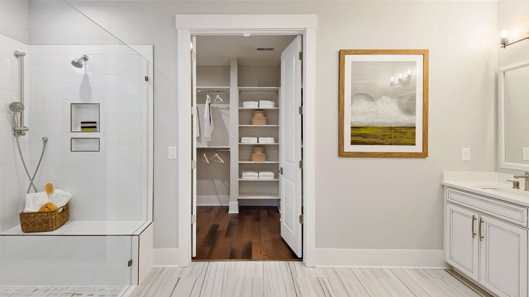 Owner's Bath with view to Walk-in Closet