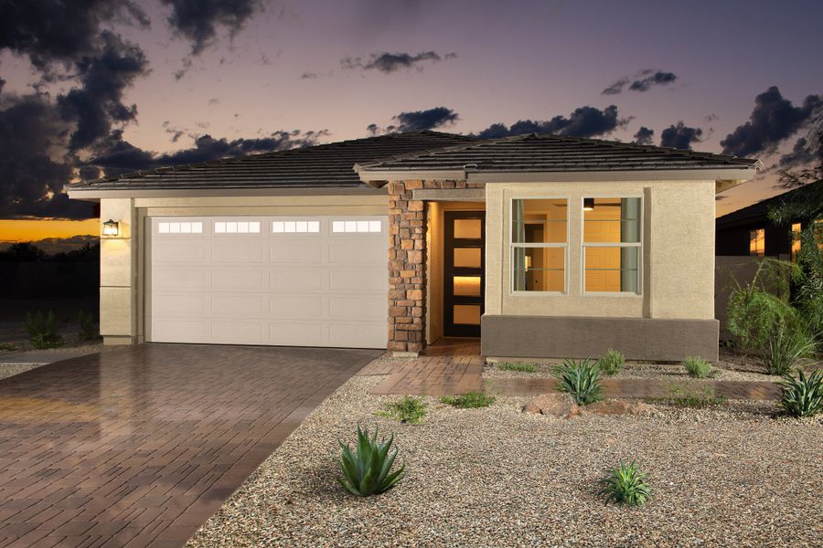 Representative exterior photo of a completed home built from the Shiloh by Beazer Homes in Highpointe at Northpointe, Peoria, AZ (Image 27).