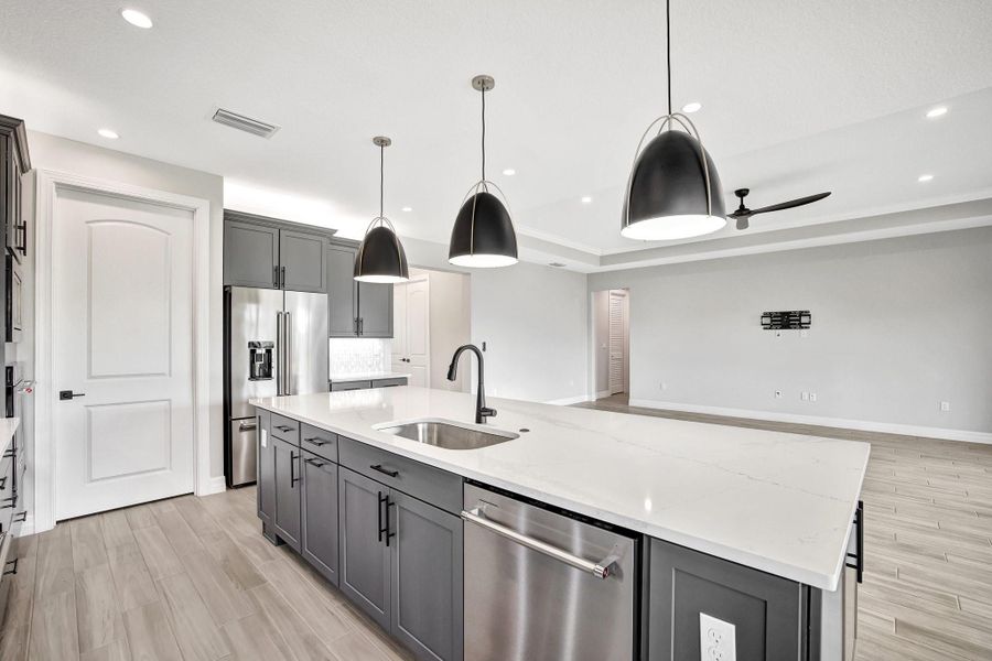 Oversized Kitchen Island with pendants