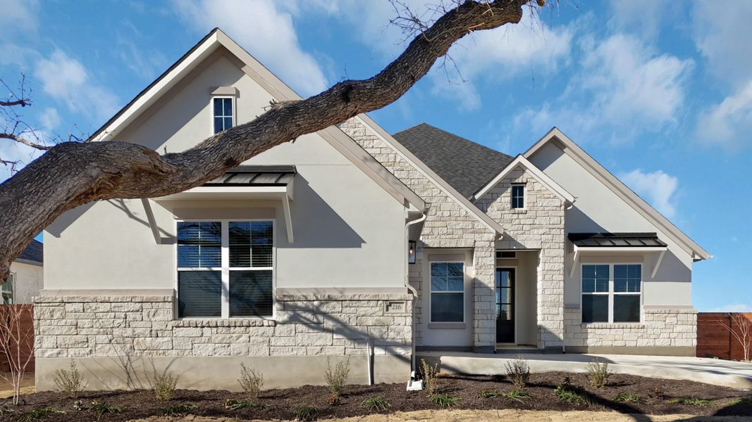 Front exterior of a new home in Broken Oak, Georgetown, TX, highlighting curb appeal (Image 29).
