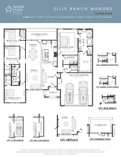 2D floor plan layout for the Alpine by Centre Living Homes in Ellis Ranch Manors, Waxahachie, TX (Image 3). 2D floor plan layout for the Alpine by Centre Living Homes in Ellis Ranch Manors, Waxahachie, TX (Image 3).