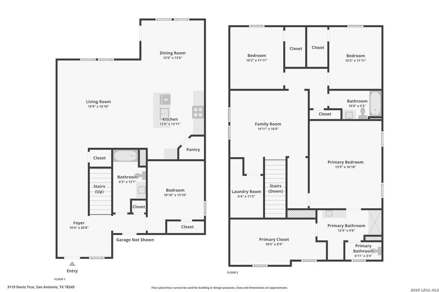 2D floor plan layout of this home in Laurel Vistas, San Antonio, TX (Image 3).