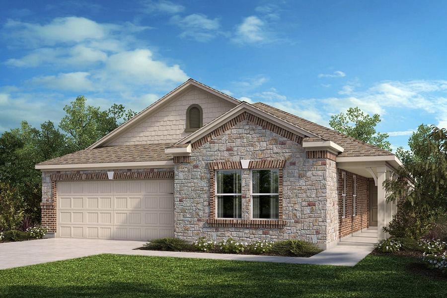 Representative exterior photo of a completed home built from the Plan 2085 by KB Home in The Preserve, Justin, TX (Image 11).