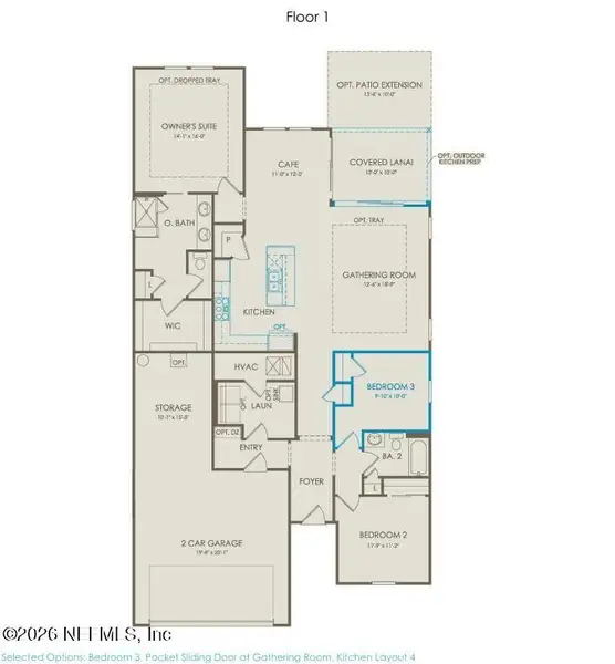 2D floor plan layout of this home in Del Webb Wildlight, Yulee, FL (Image 3). 2D floor plan layout of this home in Del Webb Wildlight, Yulee, FL (Image 3).