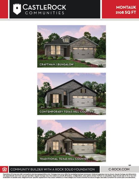 Representative exterior photo of a completed home built from the Montauk by CastleRock Communities in Homestead, Schertz, TX (Image 18). Representative exterior photo of a completed home built from the Montauk by CastleRock Communities in Homestead, Schertz, TX (Image 18).