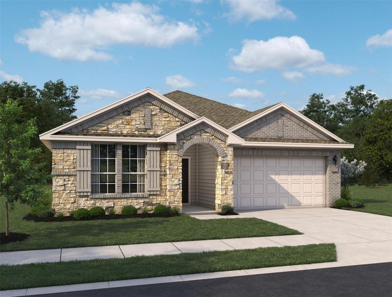 Front exterior of a new home in Ashland, Angleton, TX, highlighting curb appeal (Image 25).