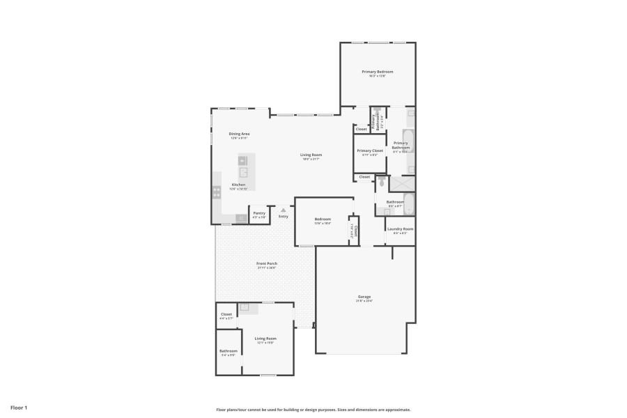 2D floor plan layout of this home in Parmer Ranch Cottages, Georgetown, TX (Image 3).