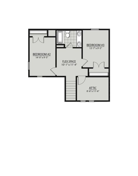 2D floor plan layout for the Newbern II H by DSLD Homes in Hickory Cove, Burns, TN (Image 3).