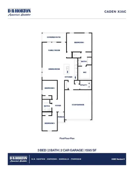 2D floor plan layout for the Caden by D.R. Horton in Madeley Creek Preserve, Conroe, TX (Image 5). 2D floor plan layout for the Caden by D.R. Horton in Madeley Creek Preserve, Conroe, TX (Image 5).