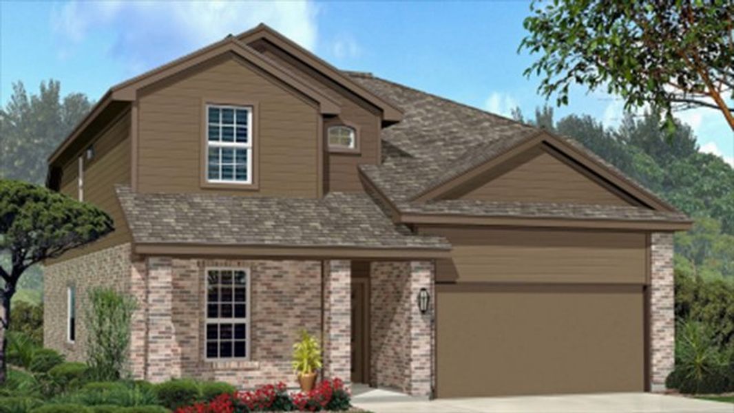 Front exterior of a new home in Allen Farms, Lubbock, TX, highlighting curb appeal (Image 17).