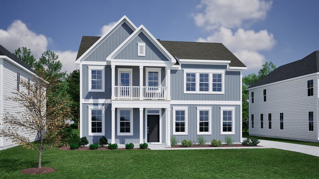 Representative exterior photo of a completed home built from the Edisto - Vanguard Collection by Mungo Homes in Scotts Hill Village, Wilmington, NC (Image 23).