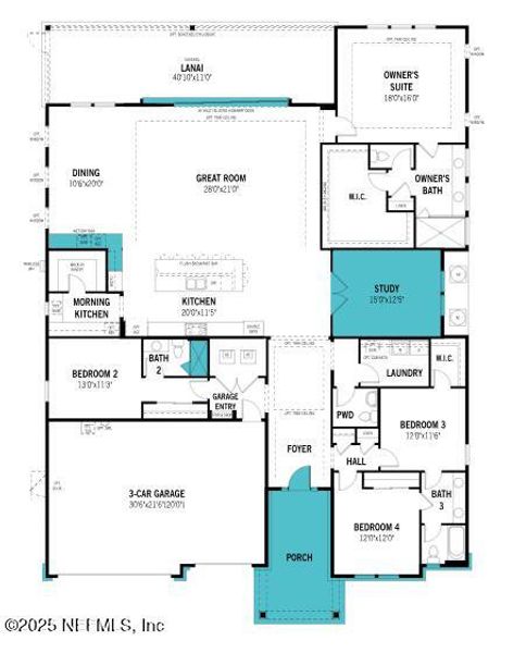 2D floor plan layout of this home in RiverTown - Springs, St. Johns, FL (Image 2).