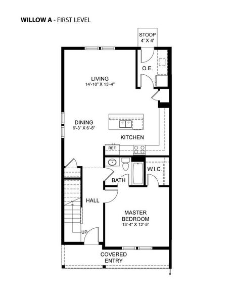 2D floor plan layout for the Willow by Hartford Homes in Prairie Song, Windsor, CO (Image 3). 2D floor plan layout for the Willow by Hartford Homes in Prairie Song, Windsor, CO (Image 3).