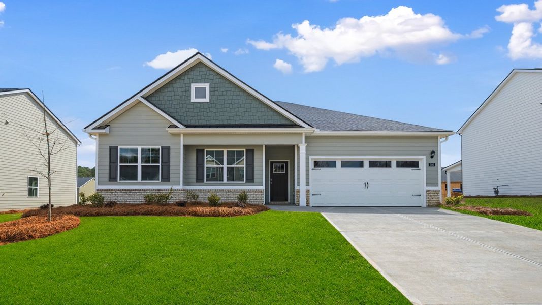 Representative exterior photo of a completed home built from the Avion by D.R. Horton in Preserve at Dove Creek, Statham, GA (Image 1). Representative exterior photo of a completed home built from the Avion by D.R. Horton in Preserve at Dove Creek, Statham, GA (Image 1).