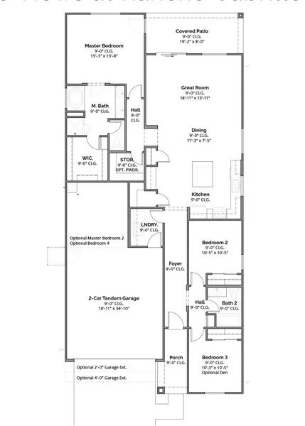 2D floor plan layout for the Plan 3512 by Scott Communities in The Views at Rancho Cabrillo, Peoria, AZ (Image 4).