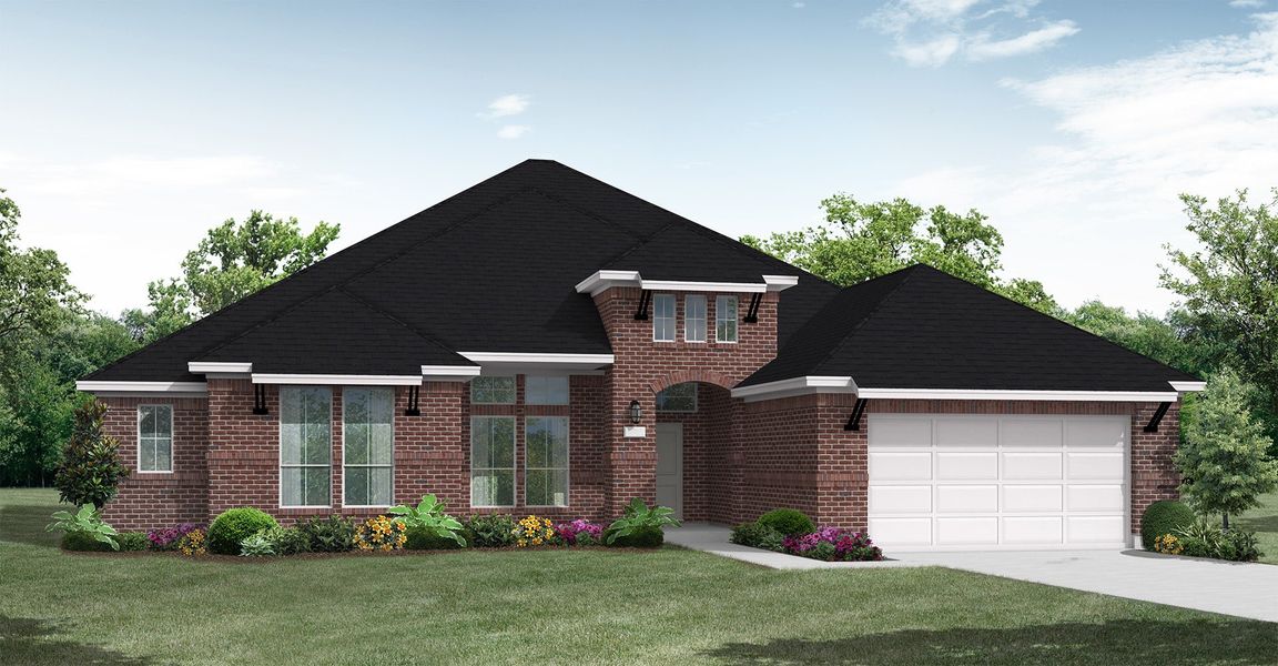 Front exterior of a new home in Wolf Ranch, Georgetown, TX, highlighting curb appeal (Image 1). Front exterior of a new home in Wolf Ranch, Georgetown, TX, highlighting curb appeal (Image 1).