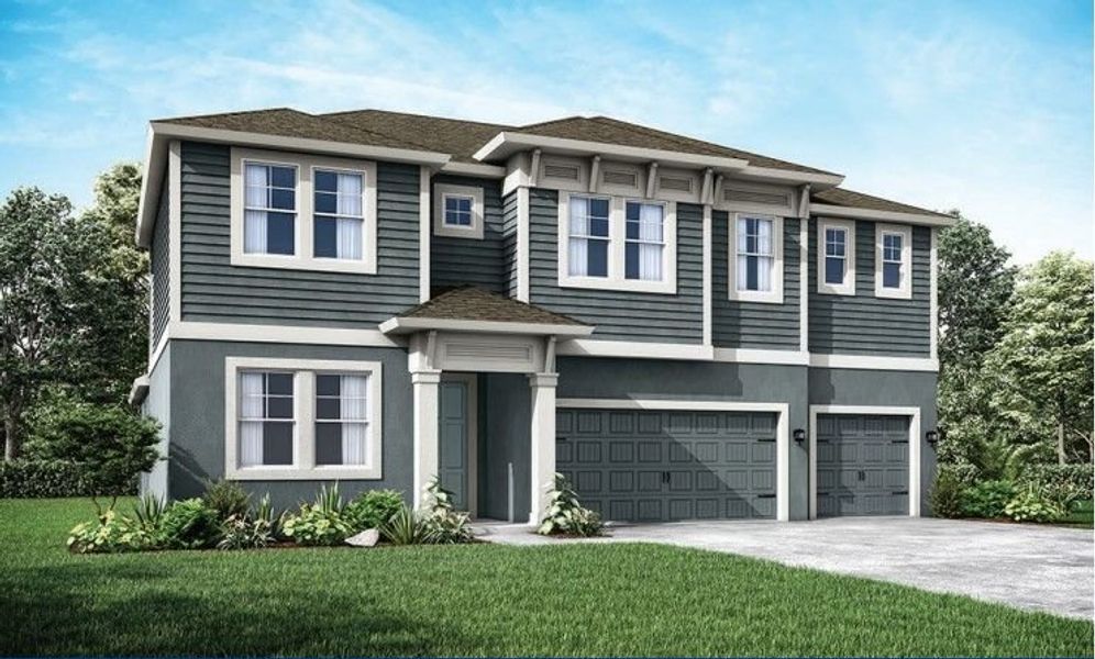 Representative exterior photo of a completed home built from the Sebastian by William Ryan Homes in Tamarack at Two Rivers, Zephyrhills, FL (Image 23).