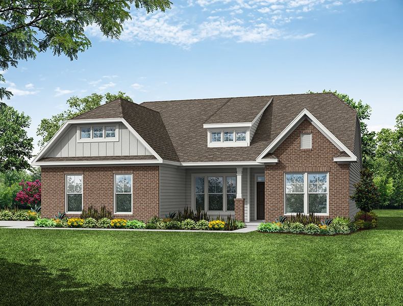 Representative exterior photo of a completed home built from the Caldwell by Eastwood Homes in Twin Creek Forsyth, Kernersville, NC (Image 9).