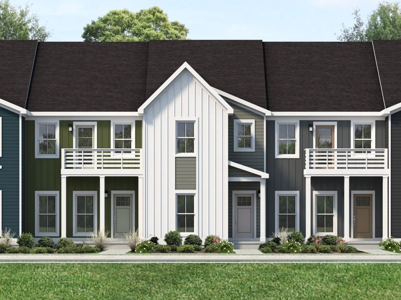 Representative exterior photo of a completed home built from the Gayle Townhome by Parkside Builders in The Parks of Mill Town, Chattanooga, TN (Image 2).