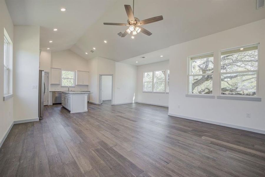 View of kitchen from living area