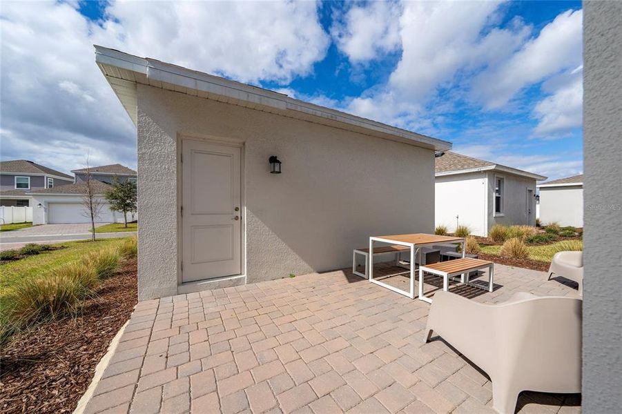 Exterior details and patio area of a home in Bridgewalk, St. Cloud (Image 4). Exterior details and patio area of a home in Bridgewalk, St. Cloud (Image 4).