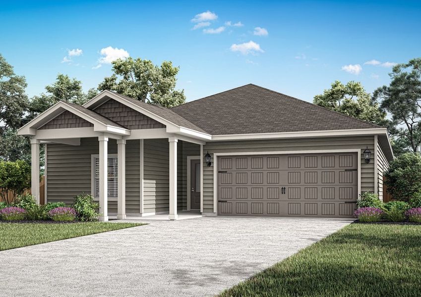 The Sage is a beautiful one-story floor plan with a siding exterior and an extended covered front porch. The Sage is a beautiful one-story floor plan with a siding exterior and an extended covered front porch.