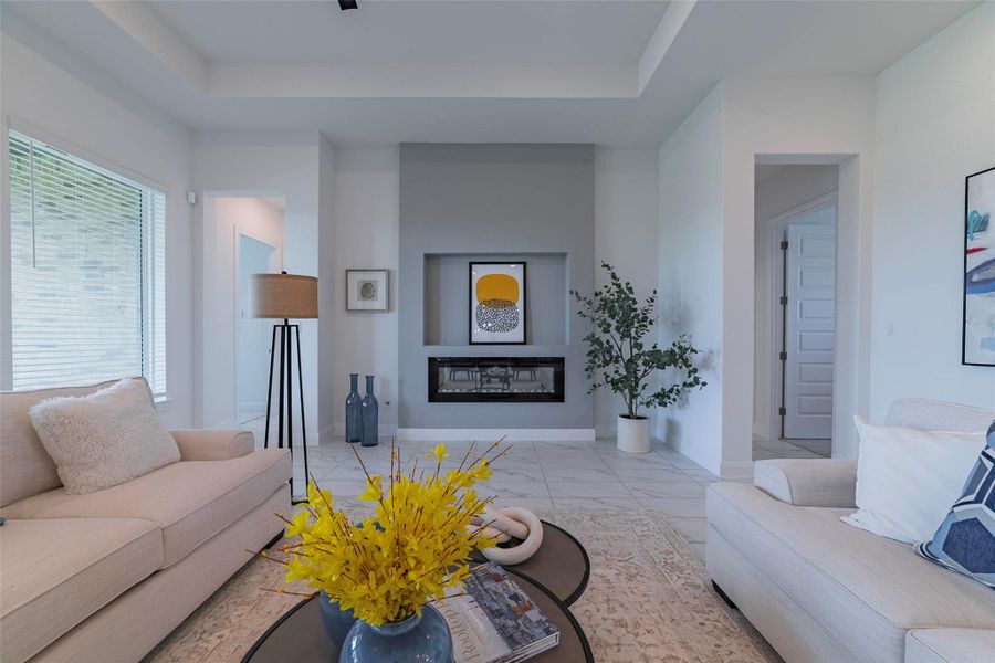 Furnished interior view inside a new home in Spicewood Trails, Spicewood (Image 12). Furnished interior view inside a new home in Spicewood Trails, Spicewood (Image 12).