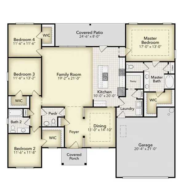 2D floor plan layout for the 2239 by Adams Homes in Charlotte's Ridge, Middlesex, NC (Image 3).
