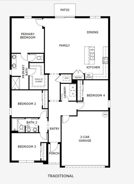 2D floor plan layout for the Dune by Landsea Homes in Hodges Reserve, Howey-in-the-Hills, FL (Image 3).