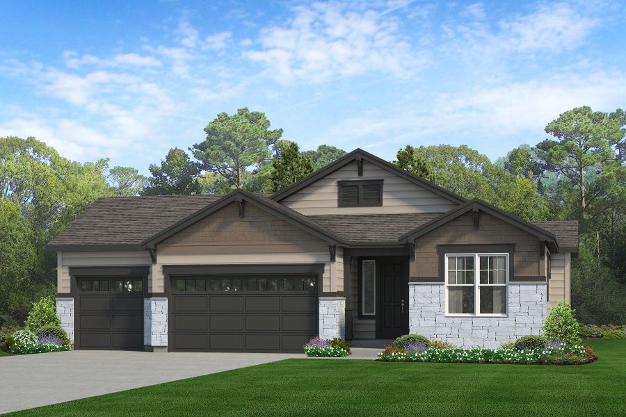 Representative exterior photo of a completed home built from the Lakewood II by Risewell Homes in Cherry Meadows, Brighton, CO (Image 14). Representative exterior photo of a completed home built from the Lakewood II by Risewell Homes in Cherry Meadows, Brighton, CO (Image 14).